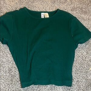 Divided Emerald Green Ribbed Crop Top